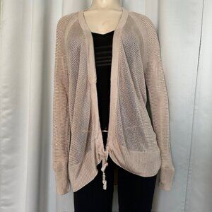 White House Black Market Mesh Cinched Cardigan Sweater Biscotti Color Size L